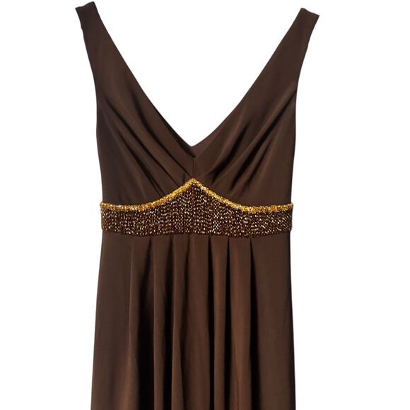 Bisou Bisou Dresses & Skirts - 148. Bisou Bisou Michele Bohbot Size 10 Beaded Brown Sleeveless Dress